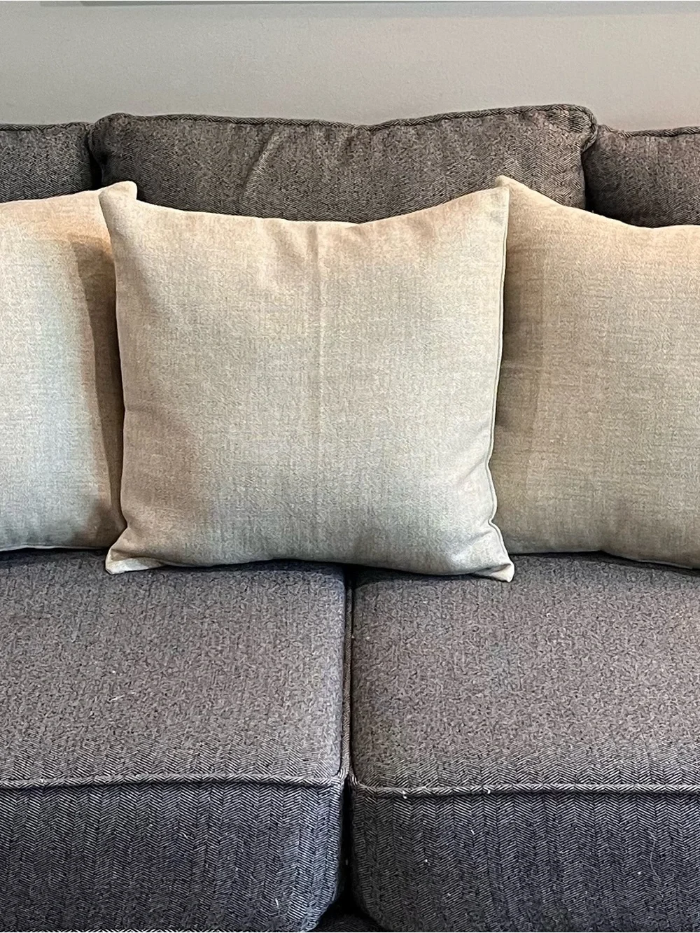 3 Neutral Cream Linen Farmhouse Throw Pillow Covers 20x20”- Home Accents